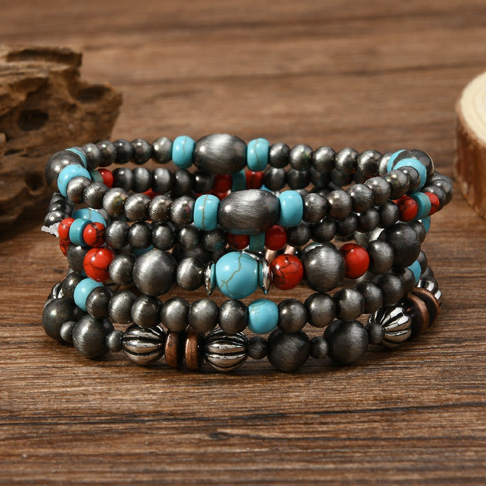 Fashionable Casual Turquoise Beaded Elastic Bracelet Vera Lux