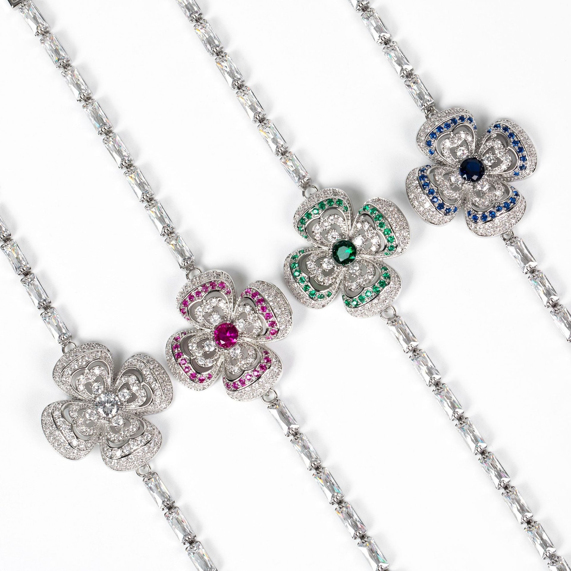 S925 Silver Openwork Four-Leaf Clover Bracelet Vera Lux