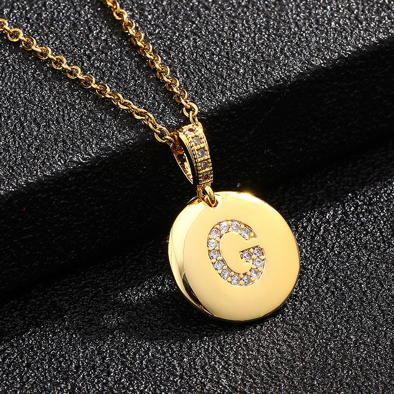 Zircon Initial Disc Necklace Collection Vera Lux