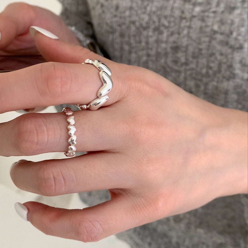 Sweet Heart Stackable Ring For Women, Irregular Unique Heart Shape Adjustable Open Finger Ring, Trendy Forest Style Boho Index Ring Gift Vera Lux