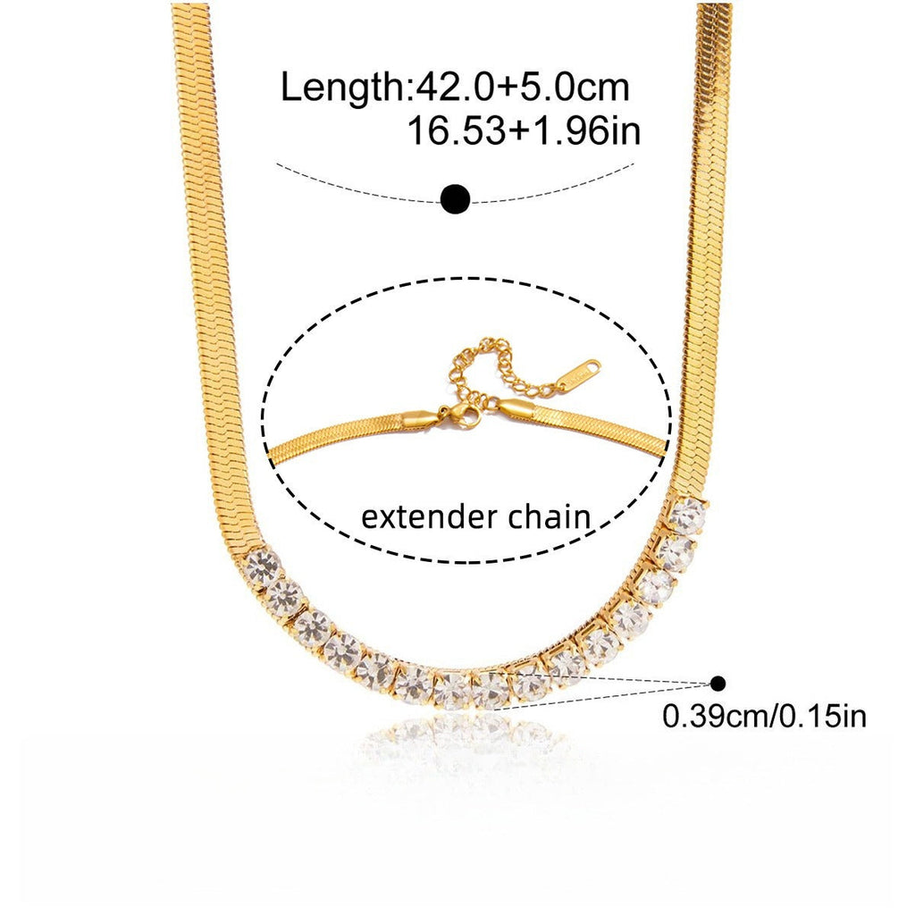 18k gold-plated titanium steel necklace with rhinestones Vera Lux