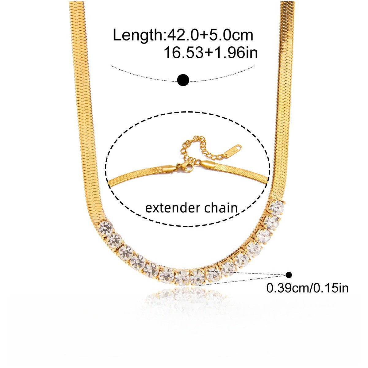 18k gold-plated titanium steel necklace with rhinestones Vera Lux