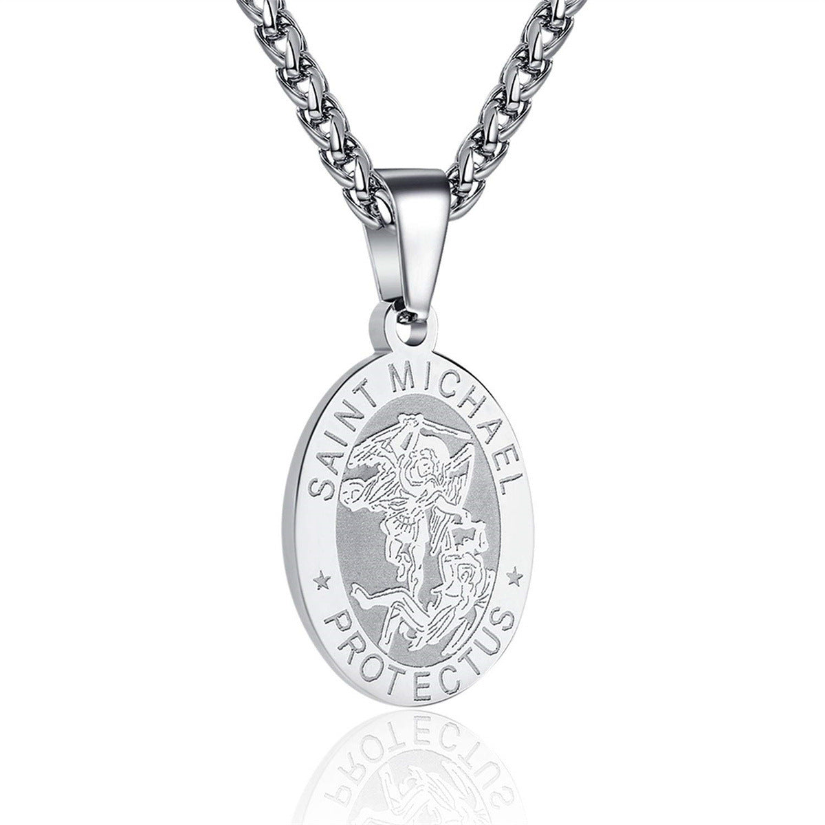 Double-Sided Portrait Medal Cross Stainless Steel Pendant Necklace For Men And Women Vera Lux