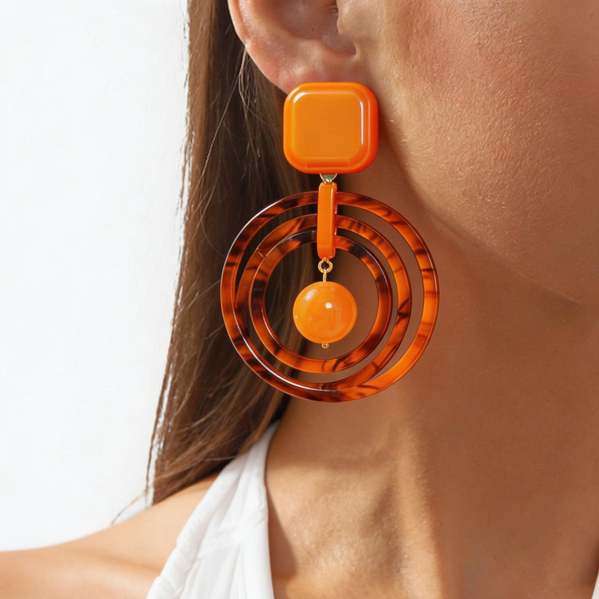 Silver Needle Acrylic Multi-Layer Round Earrings Vera Lux