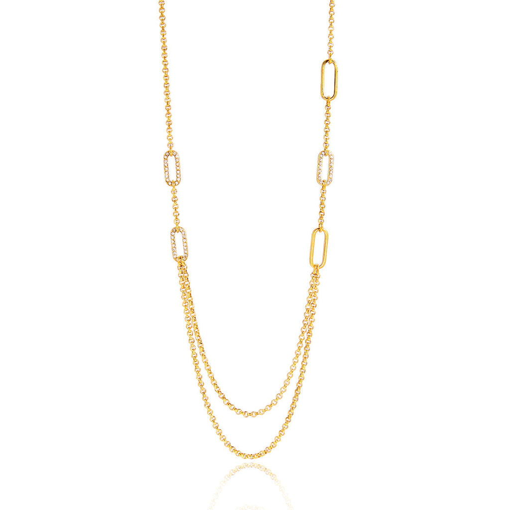 Layered Stainless Steel Zircon Necklace Vera Lux