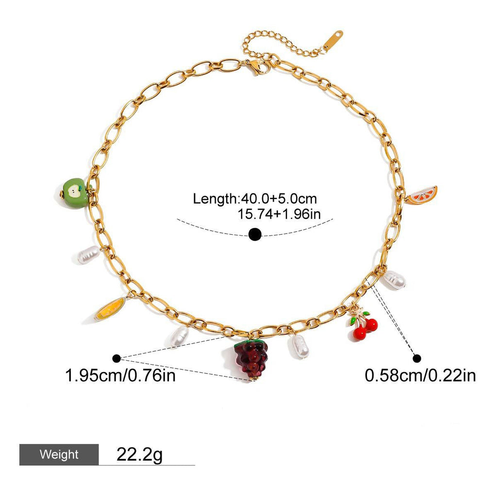 18K gold fruit shape with pearl design fresh and cute necklace Vera Lux