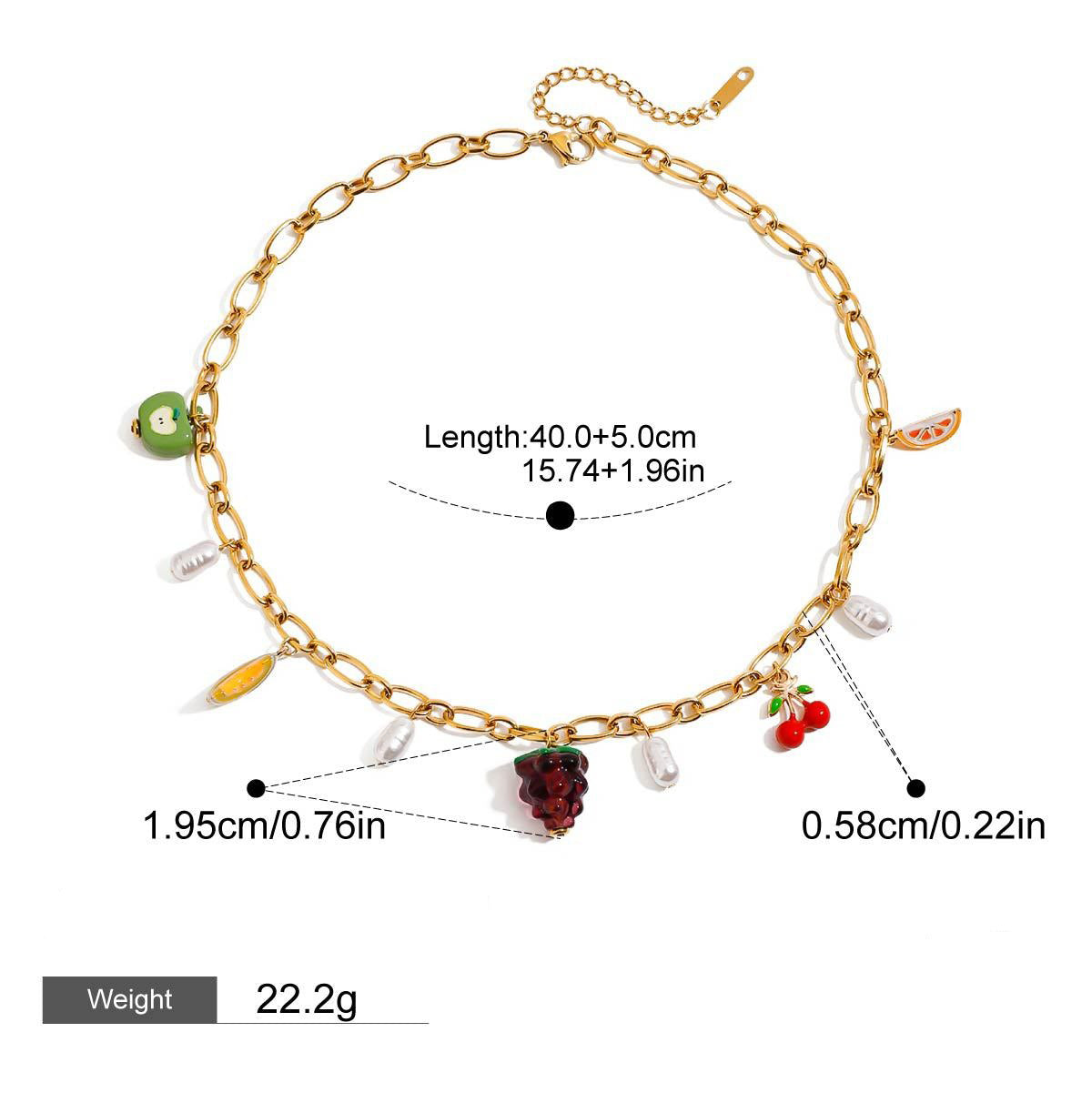 18K gold fruit shape with pearl design fresh and cute necklace Vera Lux