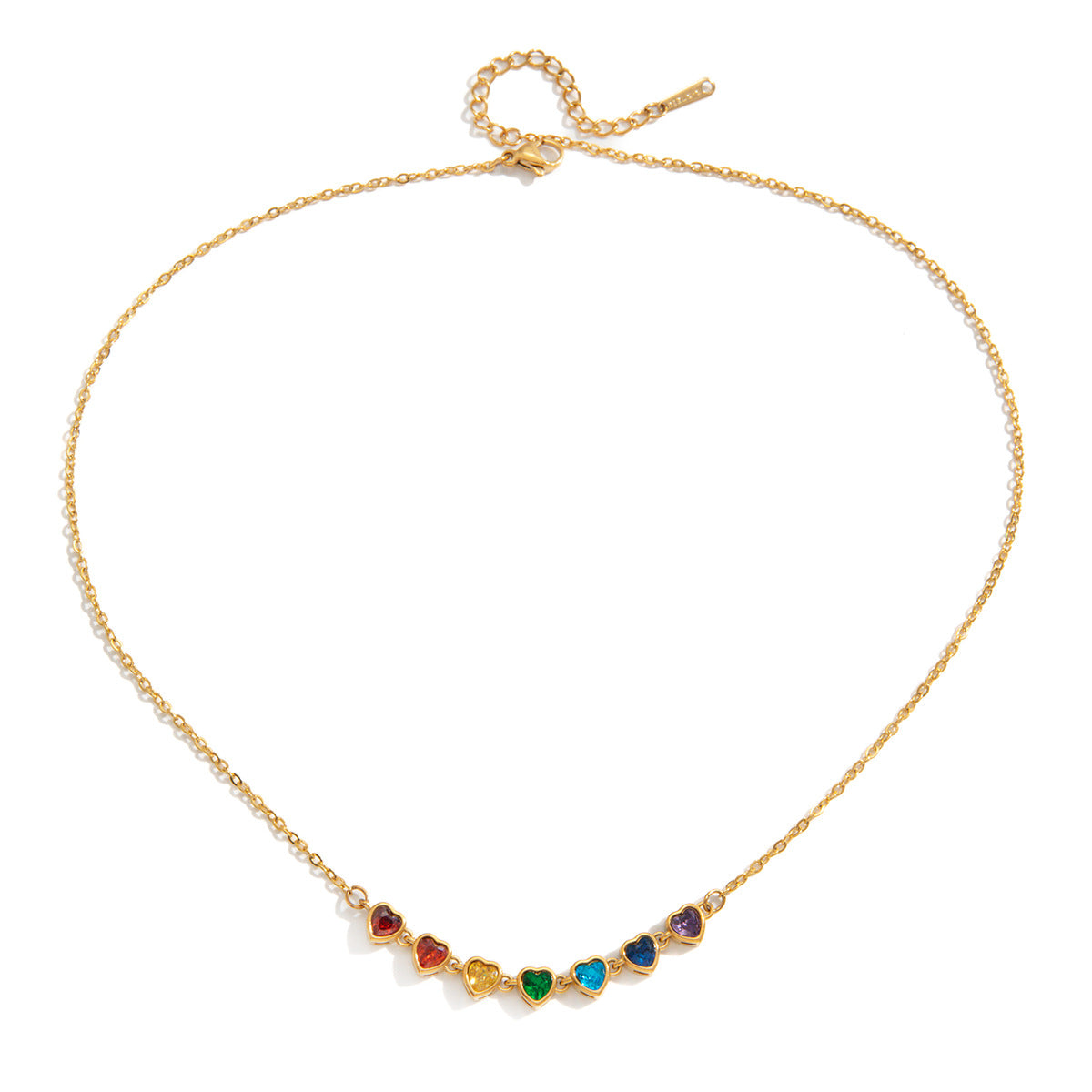 Spring Summer Vacation Jewelry Titanium Steel Colorful Zircon Necklace Light Luxury Vera Lux