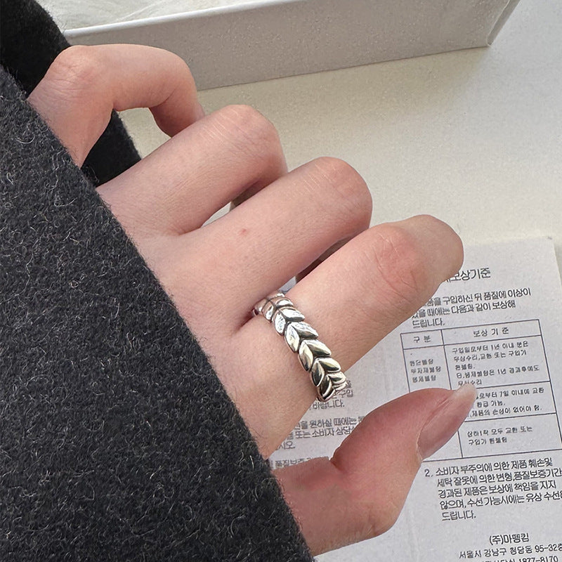 925 Silver Vintage Twisted Chain Open Ring, Adjustable Minimalist Statement Ring For Women, Fashion Jewelry Vera Lux