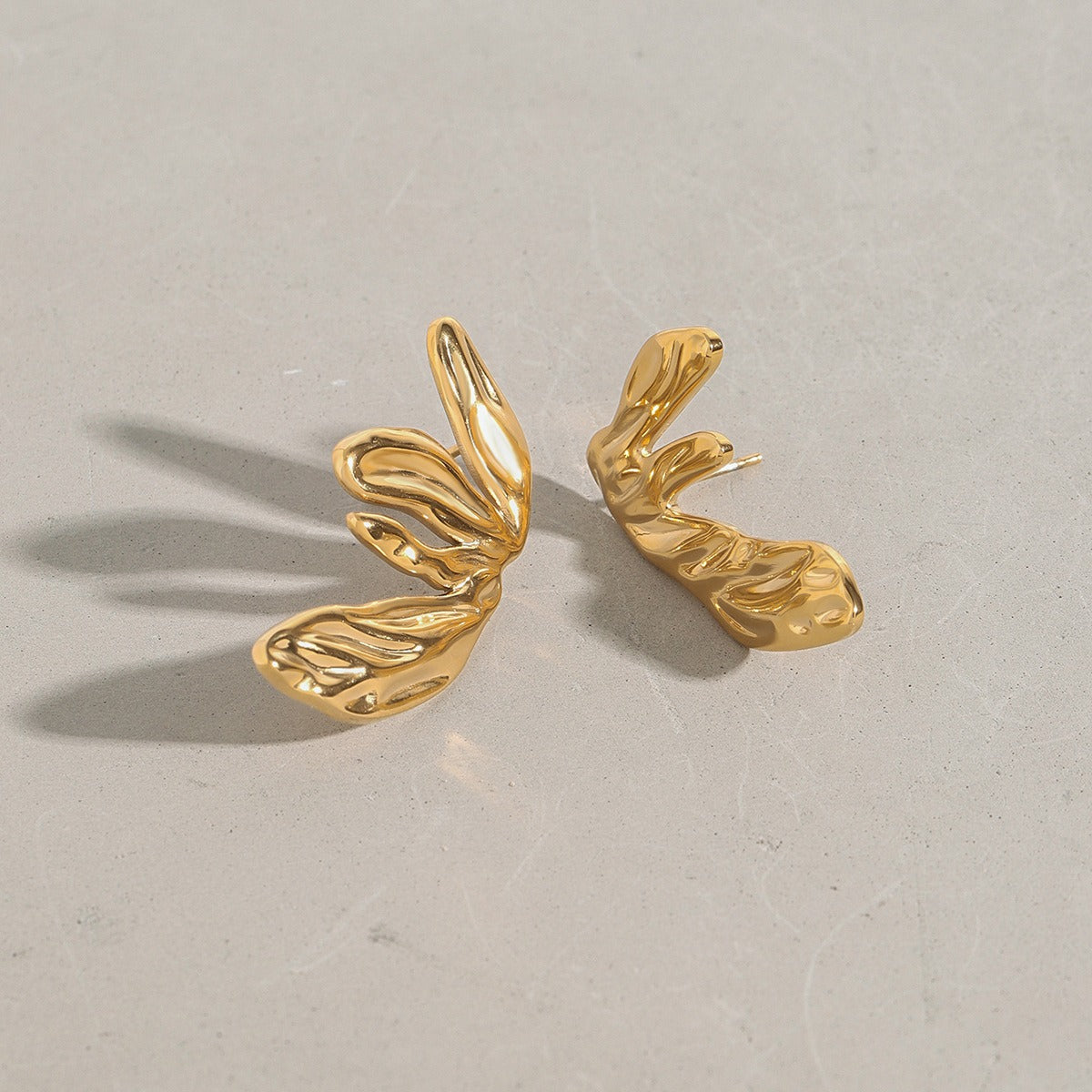 18K gold geometric wings design trendy personality earrings Vera Lux