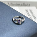 Trendy Niche Designed Purple Rhinestone Inlaid Open Ring For Ladies, Classic Nine Purple Fire Series Sweet Cool Light Luxury High-End Texture Finger Jewelry, Versatile Daily Matching Accessory Vera Lux