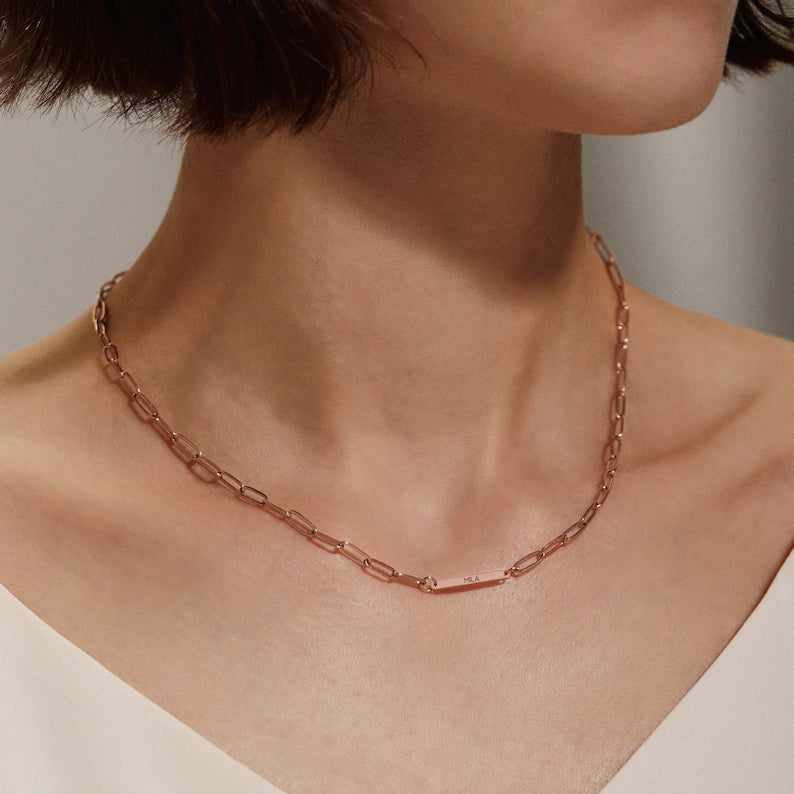 Personalized Paper Clip Chain Name Necklace Vera Lux