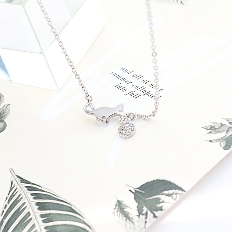 Niche Influencer Silver Necklace With A Cat Pendant For Women Vera Lux