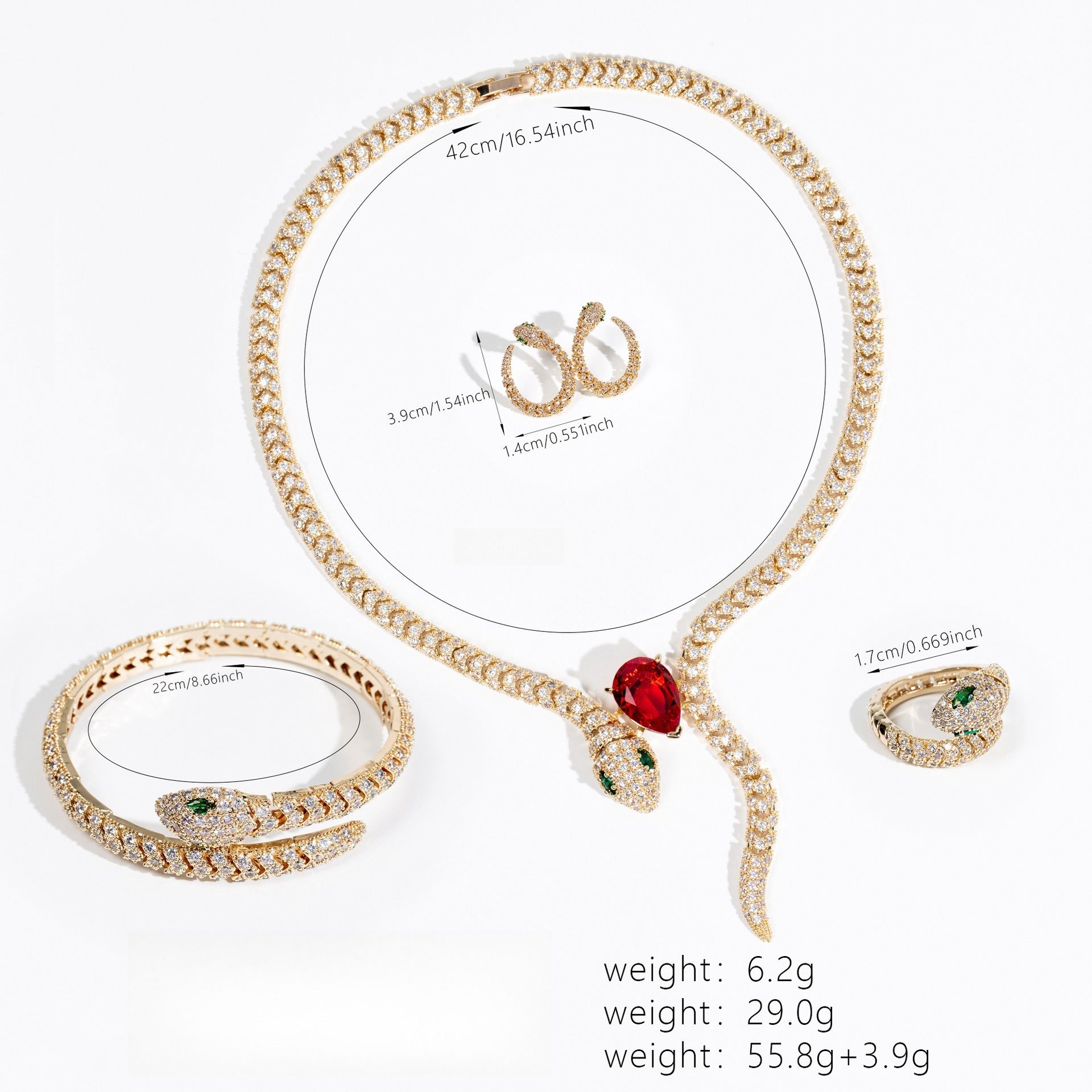 Stylish Retro Snake Necklace Set Vera Lux