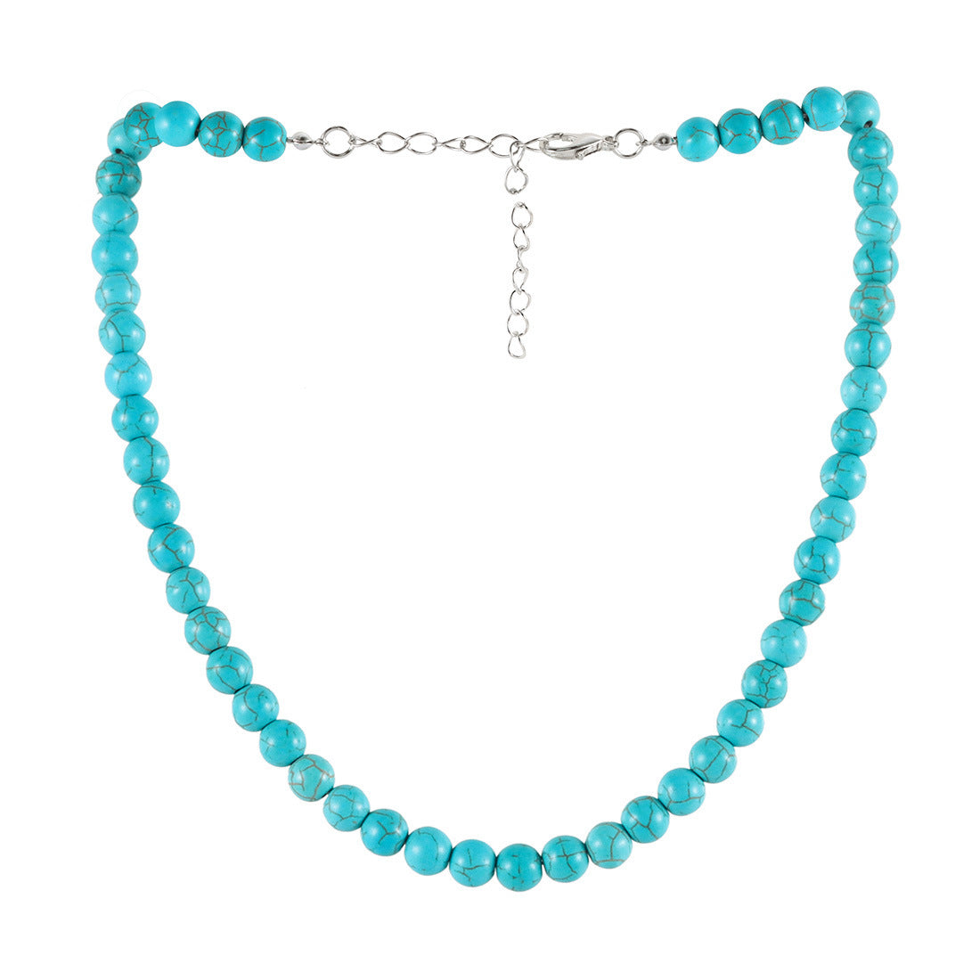 Simple Retro Turquoise Round Bead Necklace Vera Lux