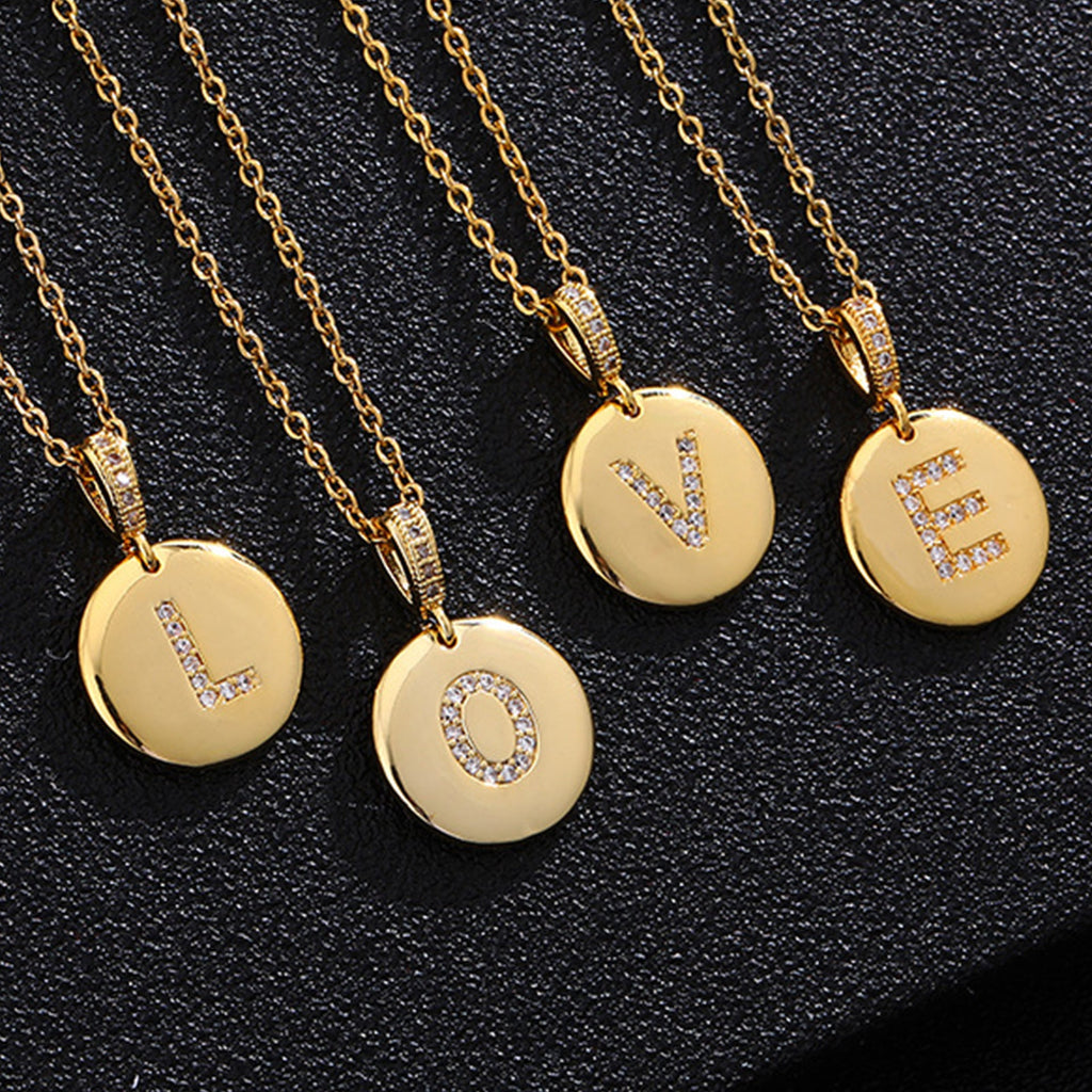 Zircon Initial Disc Necklace Collection Vera Lux