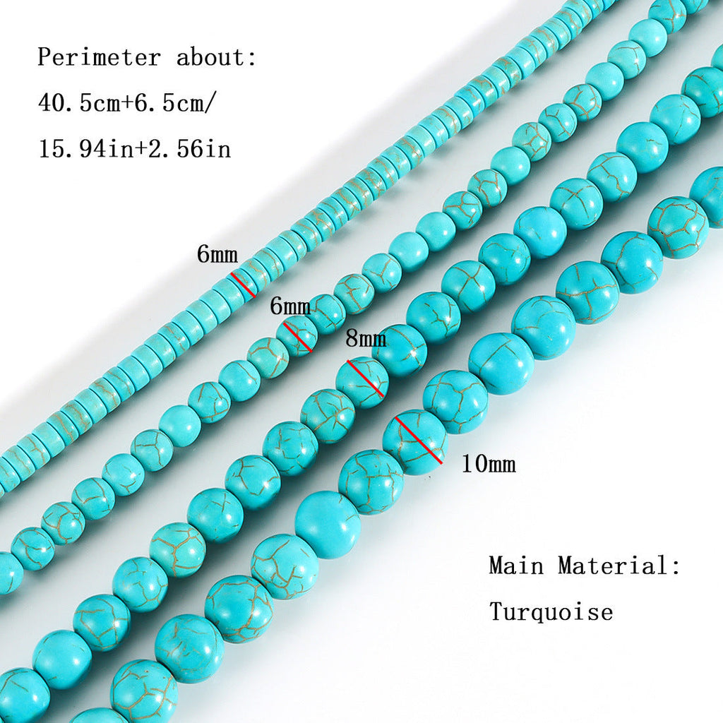 Simple Retro Turquoise Round Bead Necklace Vera Lux