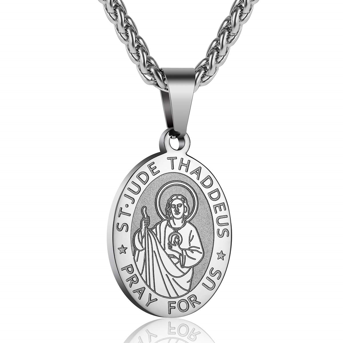 Double-Sided Portrait Medal Cross Stainless Steel Pendant Necklace For Men And Women Vera Lux
