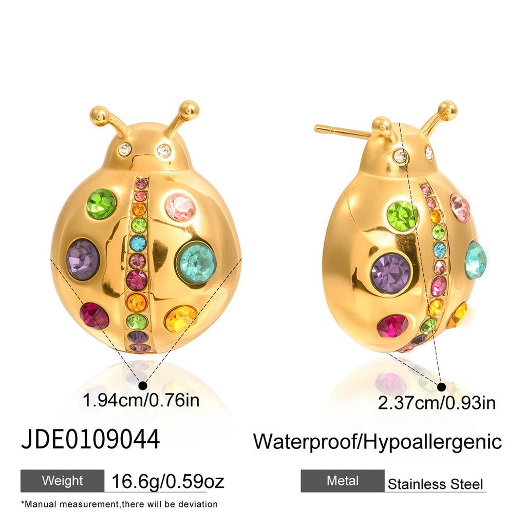 Colorful Zircon Ladybug Stud Earrings Vera Lux