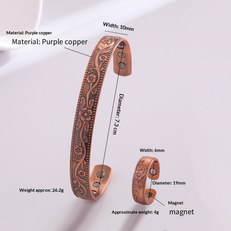 Retro Simple Pure Copper Magnetic Bracelet Vera Lux
