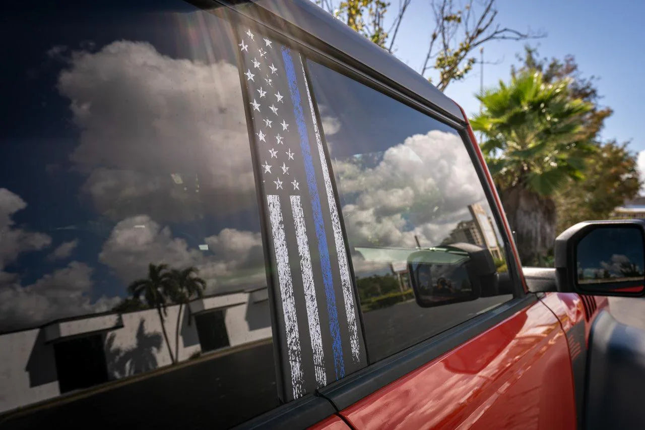 American Flag B Pillar Protection Kit (Printed Series) - 2021+ Bronco 4 Door StickerFab