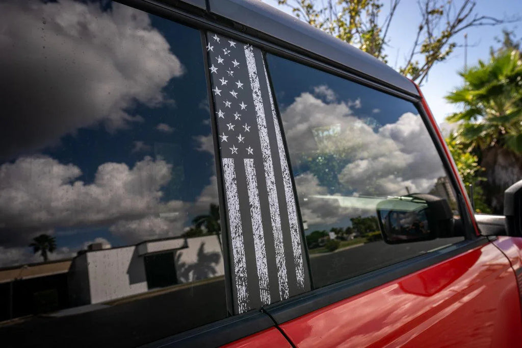 American Flag B Pillar Protection Kit (Printed Series) - 2021+ Bronco 4 Door StickerFab