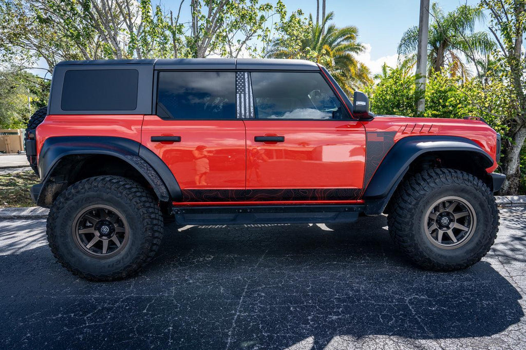 American Flag B Pillar Protection Kit (Printed Series) - 2021+ Bronco 4 Door StickerFab