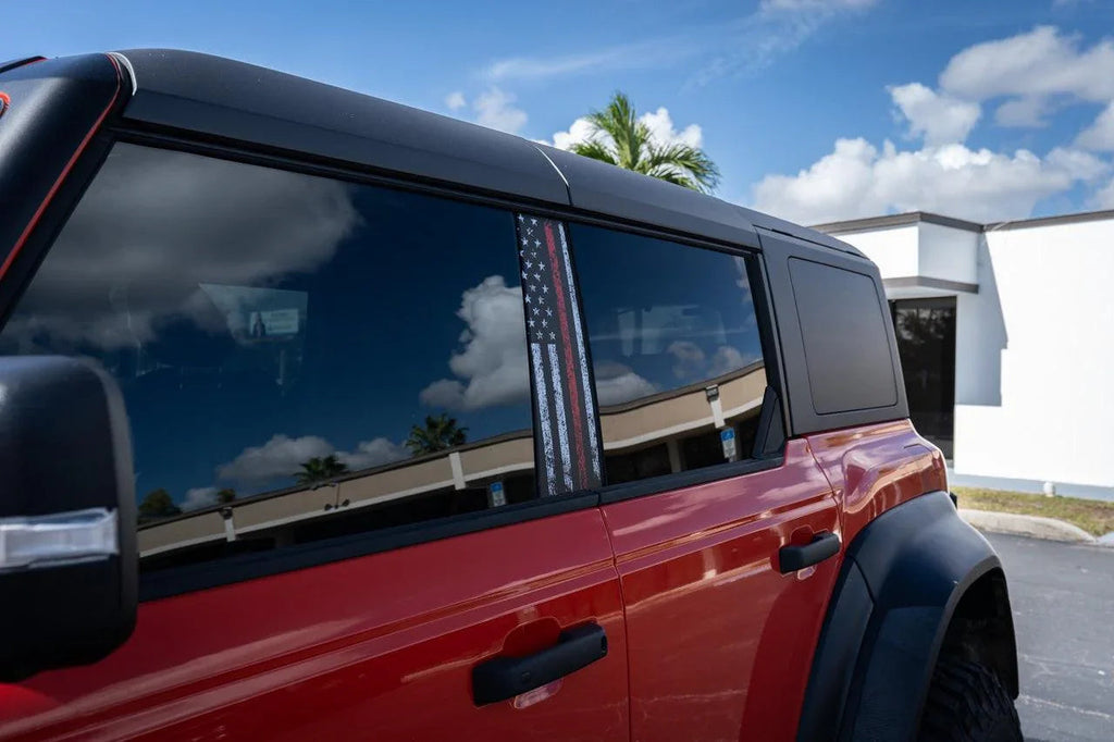 American Flag B Pillar Protection Kit (Printed Series) - 2021+ Bronco 4 Door StickerFab