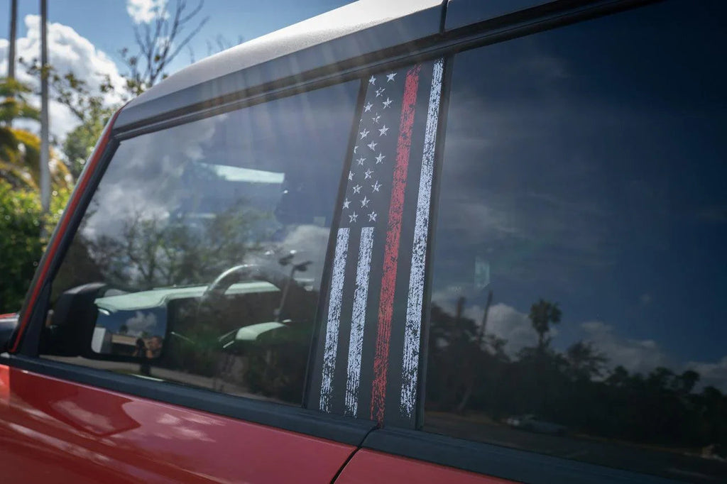 American Flag B Pillar Protection Kit (Printed Series) - 2021+ Bronco 4 Door StickerFab