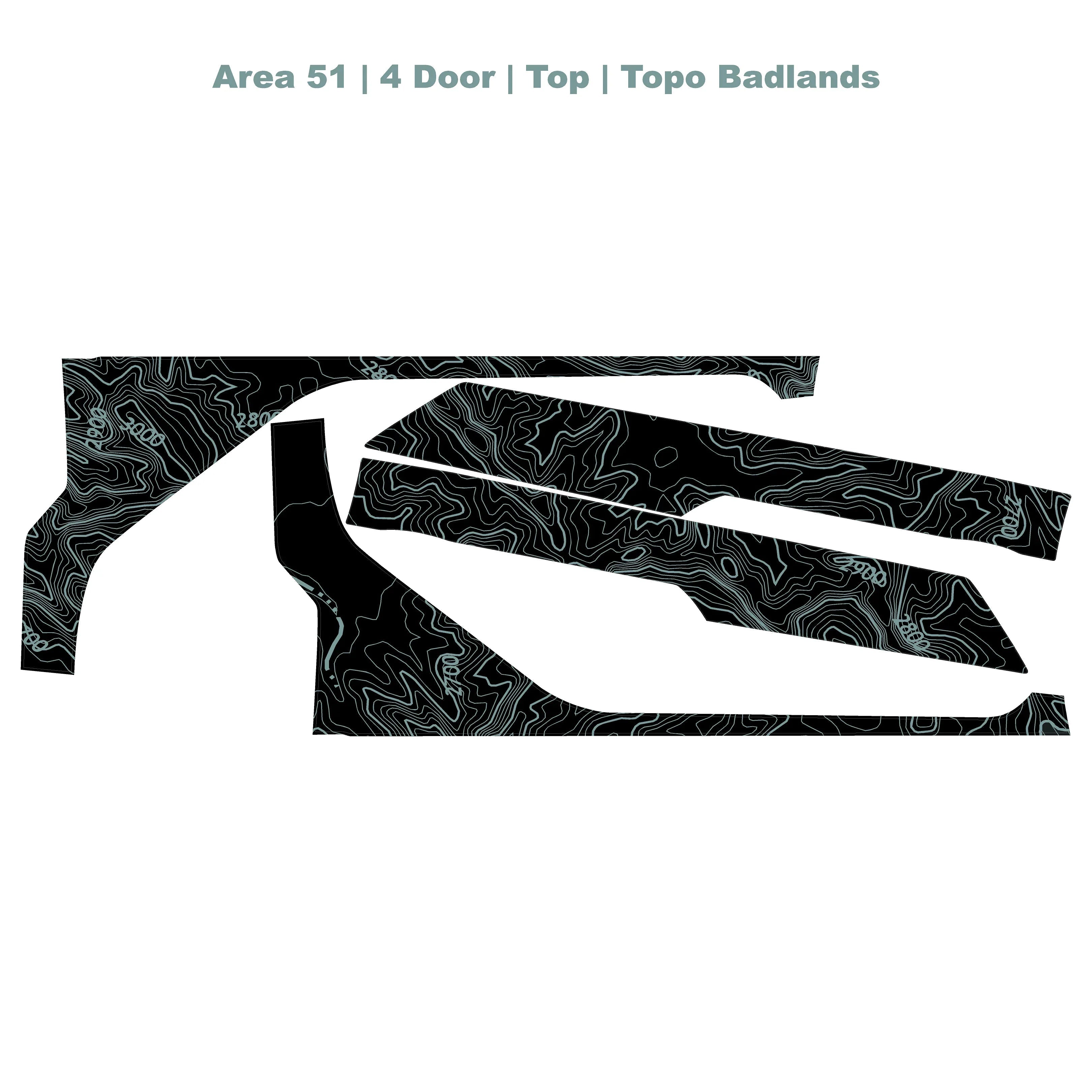 Topographic Upper Door Overlay Kit (Printed Series) - 2021+ Bronco 4 Door StickerFab