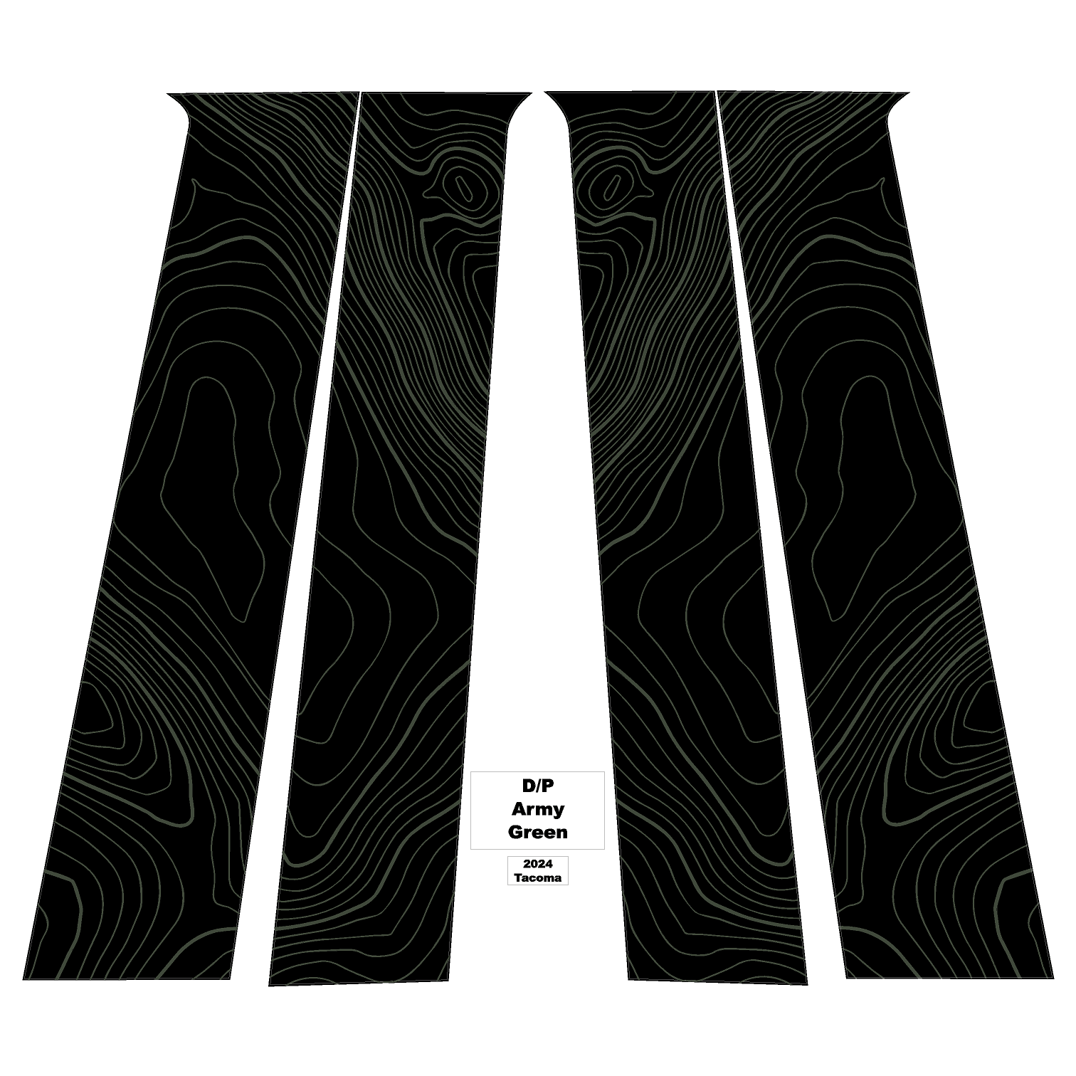 Topographic B Pillar Overlays - 2024+ Tacoma Double Cab / 2025+ 4Runner StickerFab