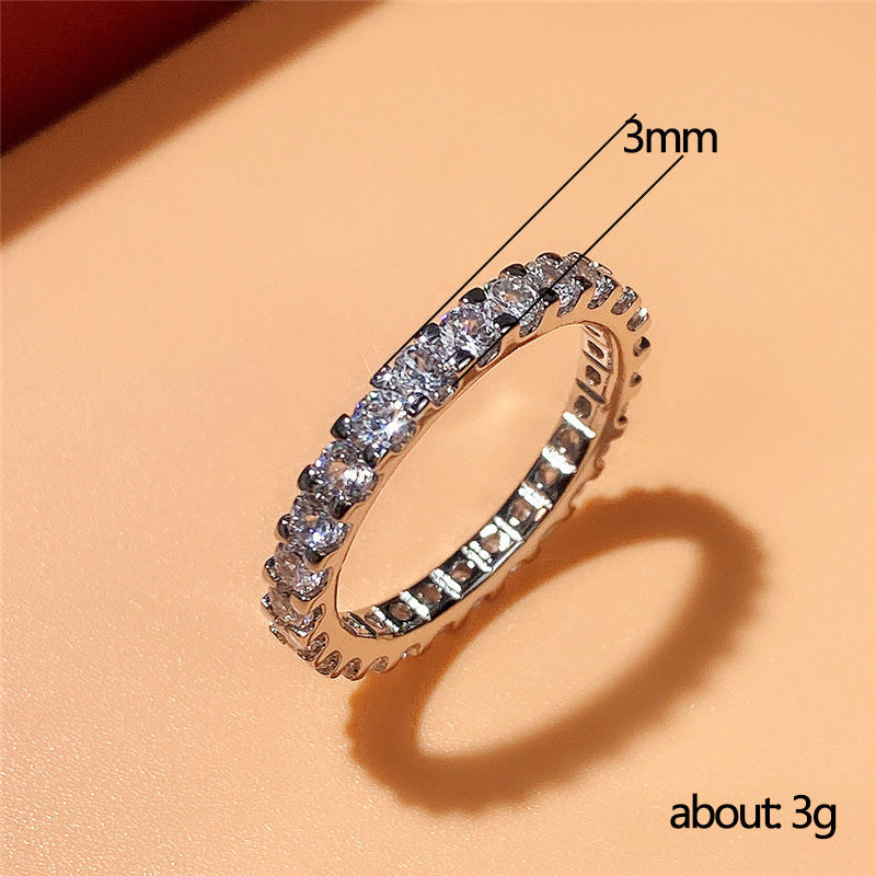 Full Diamond Micro-Set Knuckle Copper Ring With White Gold Plating Womens Vera Lux