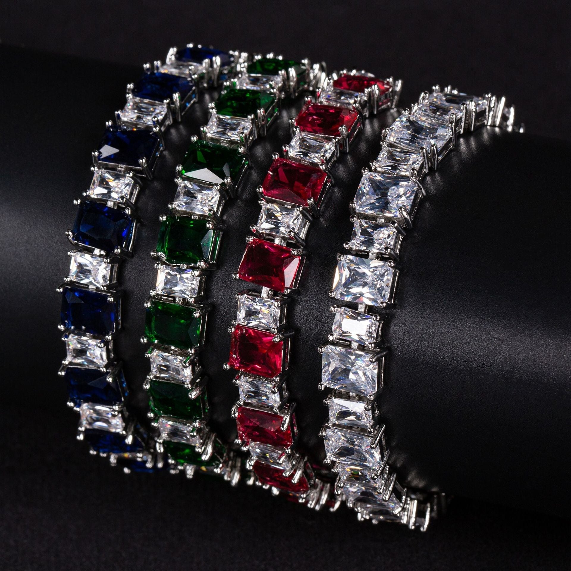 Enamel-Accented Square Micro-Pavé Zircon Bracelet Vera Lux