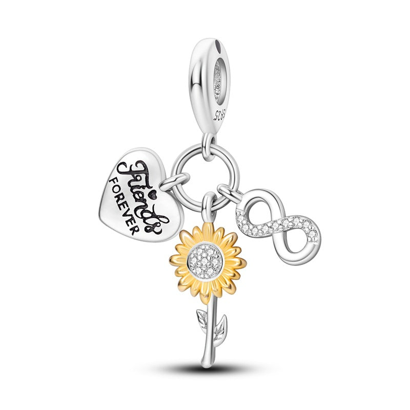Sisterhood Friendship PendantSilverplated Beaded Heart Bestie Gift Vera Lux