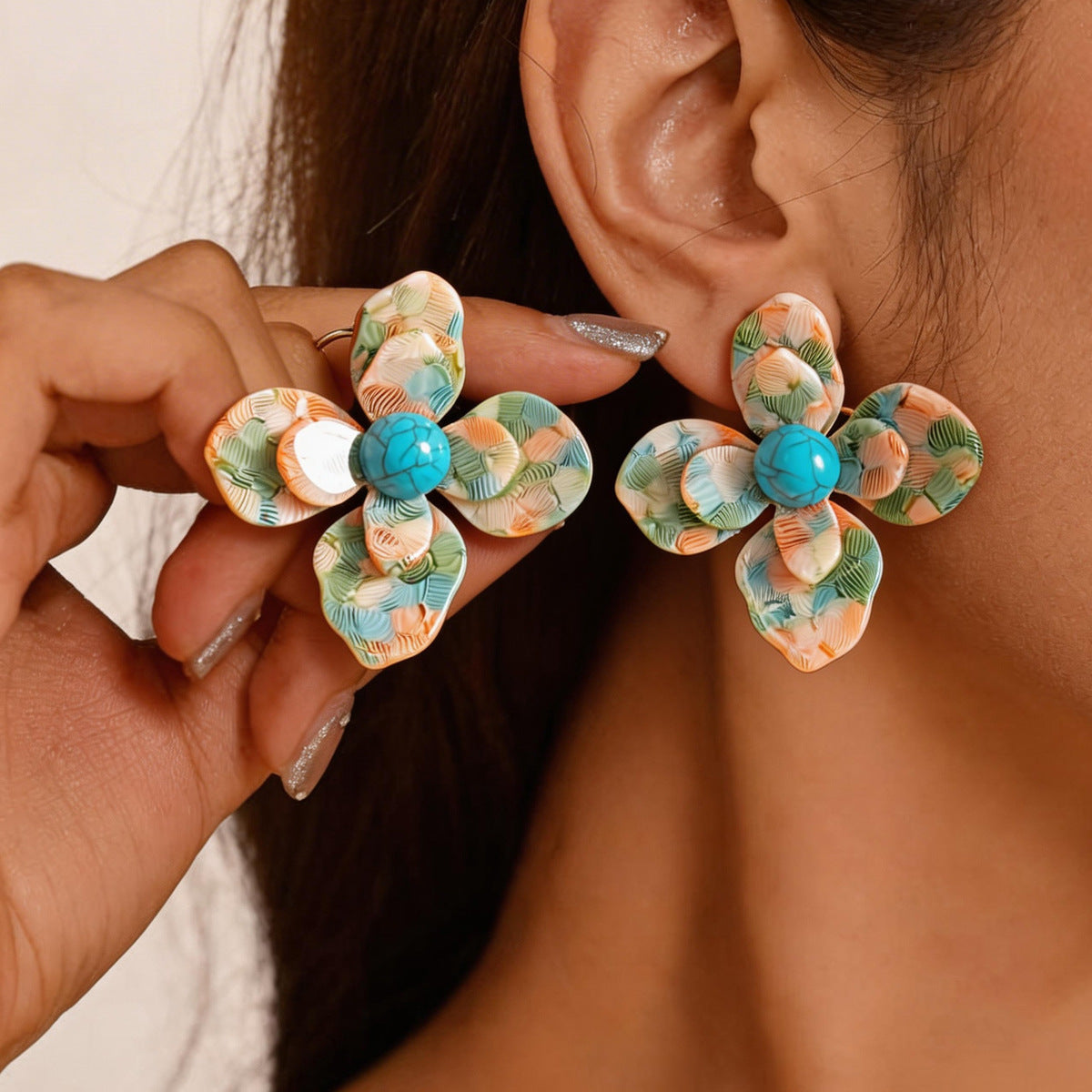 Retro Resin Flower Stud Earrings Vera Lux