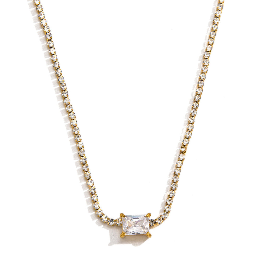 Stainless Steel Zircon Cross Necklace Vera Lux
