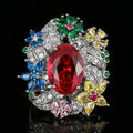 Luxury Vintage Open Ring With Shimmering Peacock Green Gemstone, Elegant Light Luxury Jewelry For Women Vera Lux