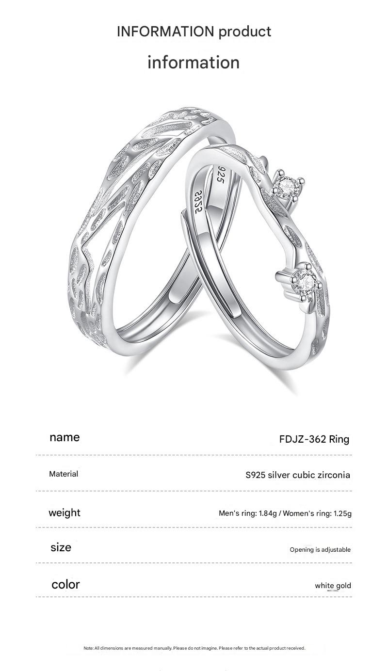 S925 sterling silver Chinese style couple engagement ring Vera Lux