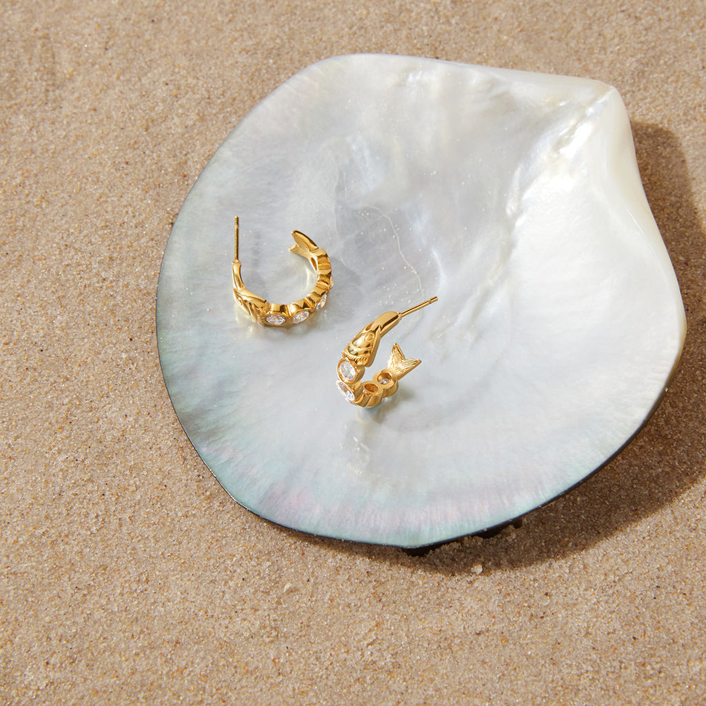 Zircon Fish C Hoop Earrings Vera Lux