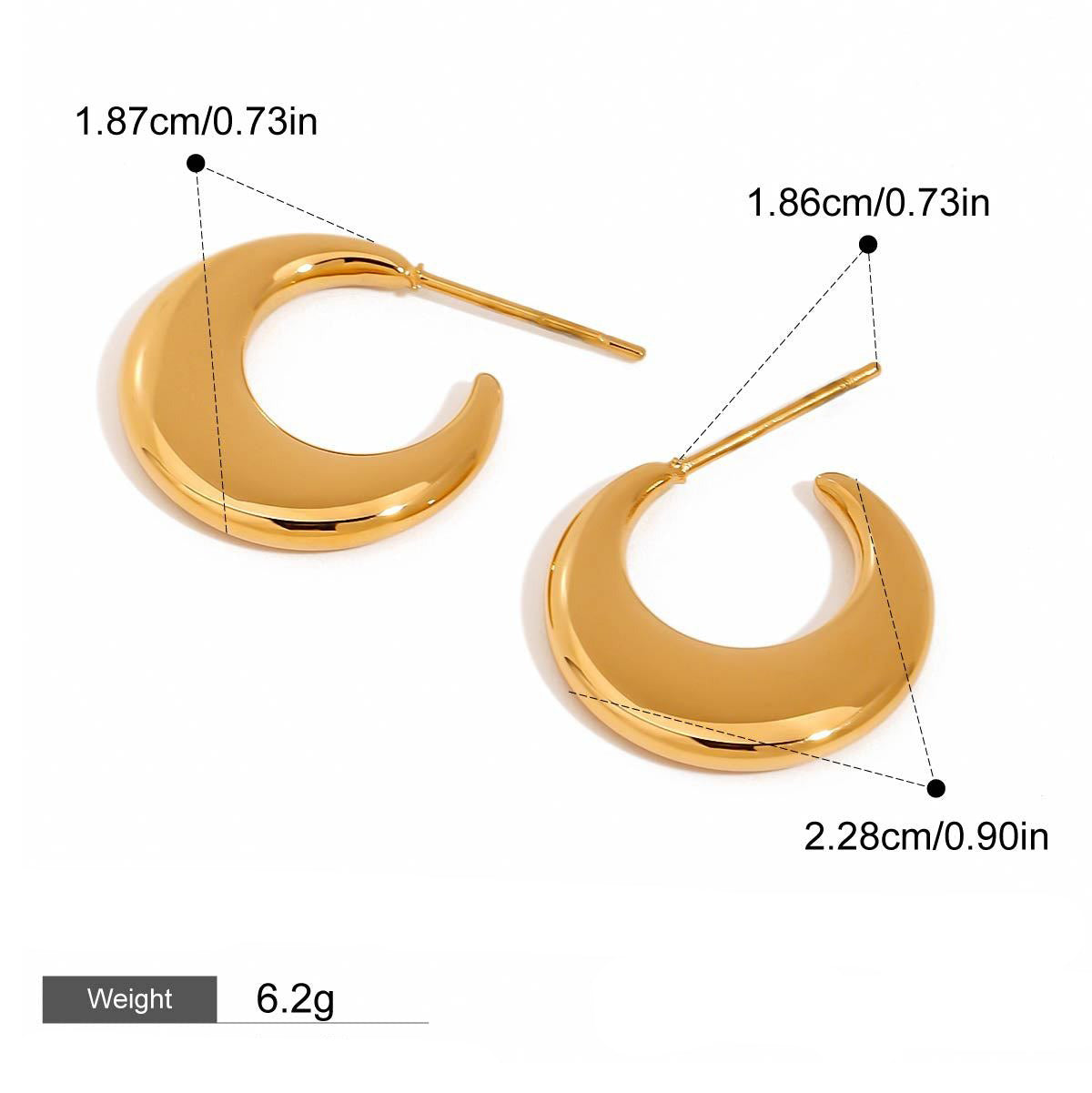 18K gold moon-shaped design light luxury simple earrings Vera Lux