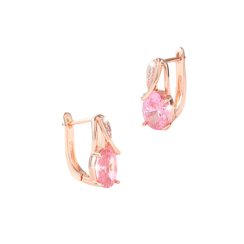High-End Oval Colored Zircon Earrings Vera Lux