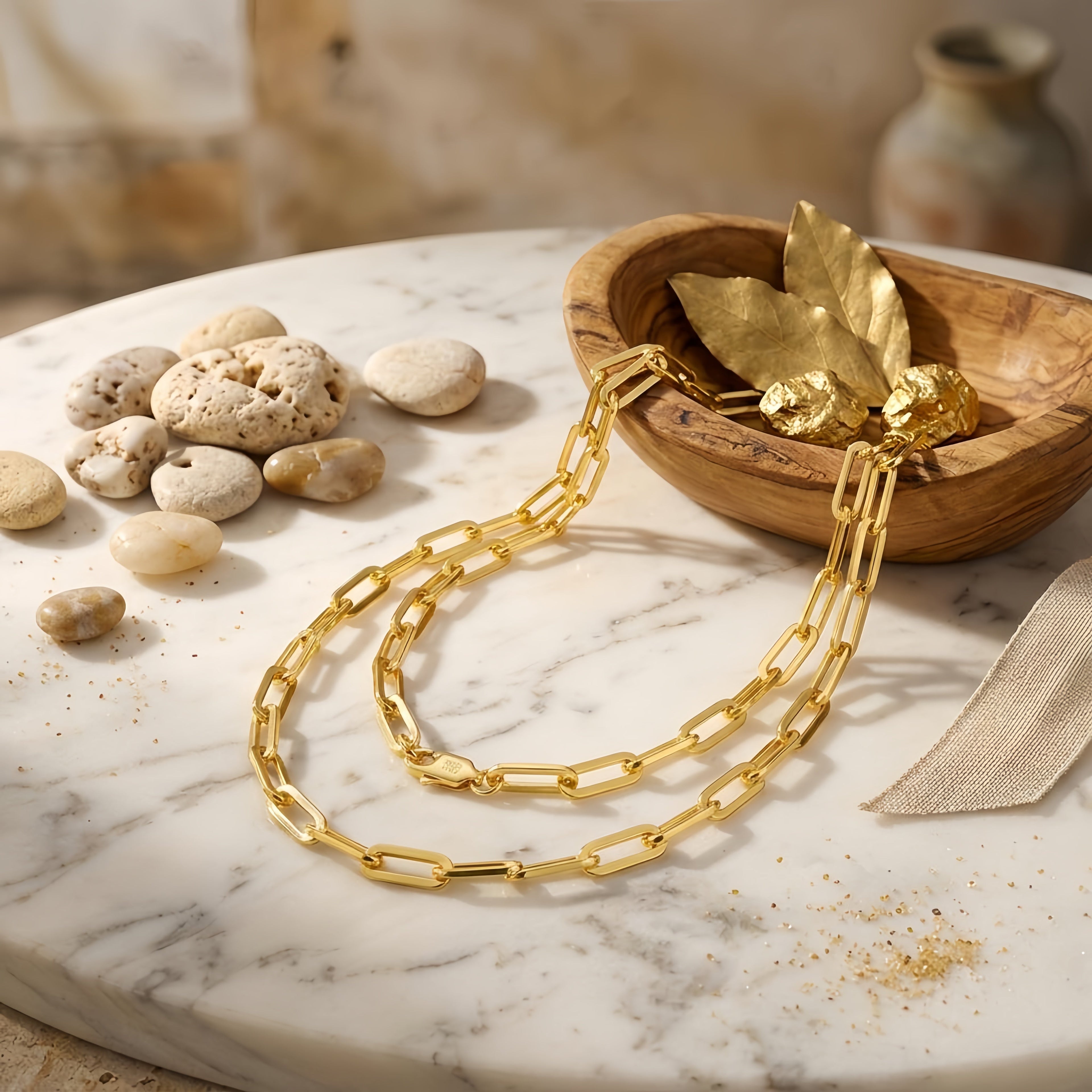 925 Sterling Silver Gold-Plated Sterling  Chunky Paperclip Chain Necklace - Italian Craftsmanship Vera Lux