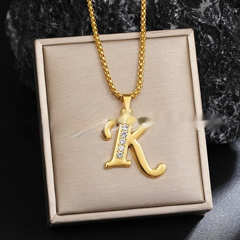 26 Diamond-Encrusted English Alphabet Necklaces Vera Lux