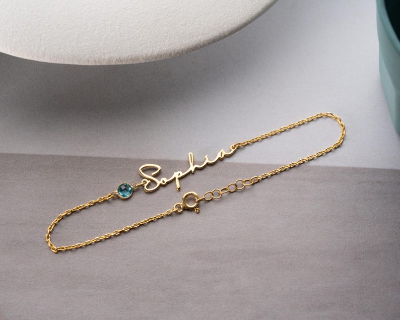 Personalized Cursive Name & Birthstone Bracelet Vera Lux
