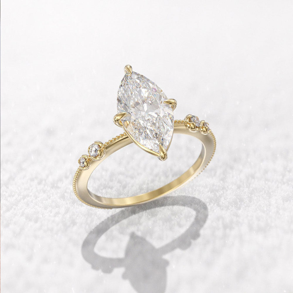 Classic Four-claw Hand-set Marquise-cut Zircon Ring For Women Vera Lux