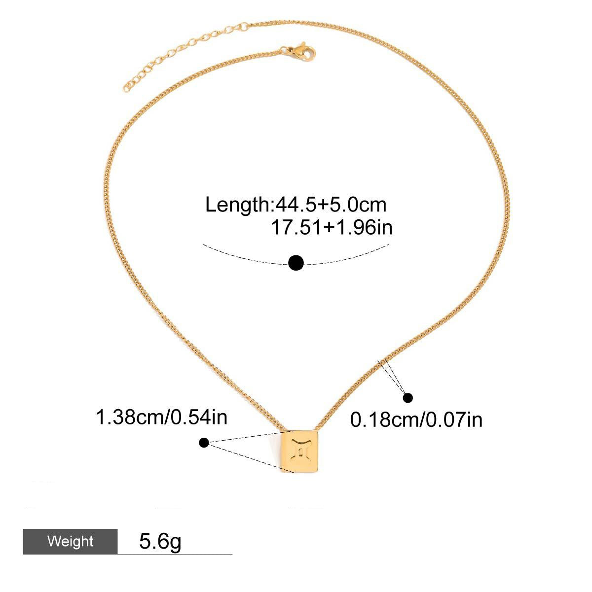 18K gold square necklace with twelve zodiac elements design, classic and fashionable Vera Lux