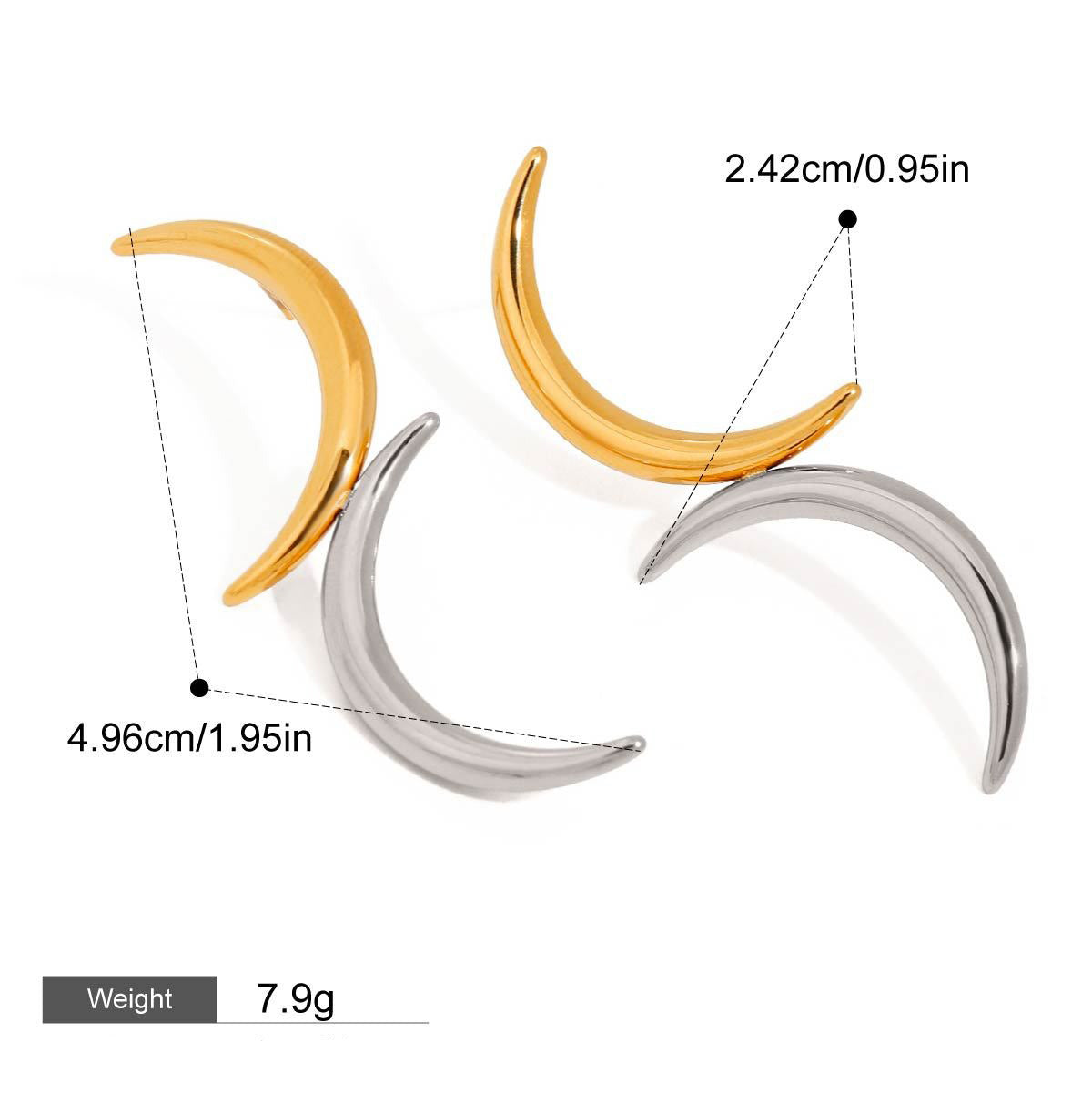 18K gold moon-shaped design light luxury simple earrings Vera Lux