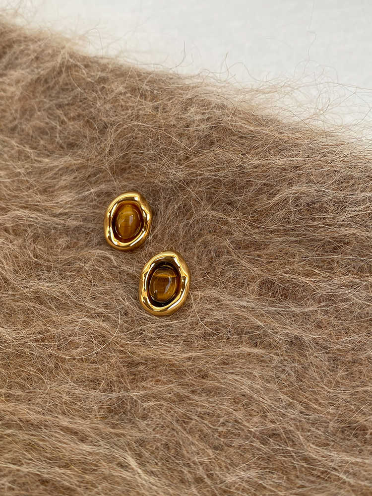 Caramel Chestnut 925 Sterling Silver Maillard Reaction Geometric Earrings Vera Lux