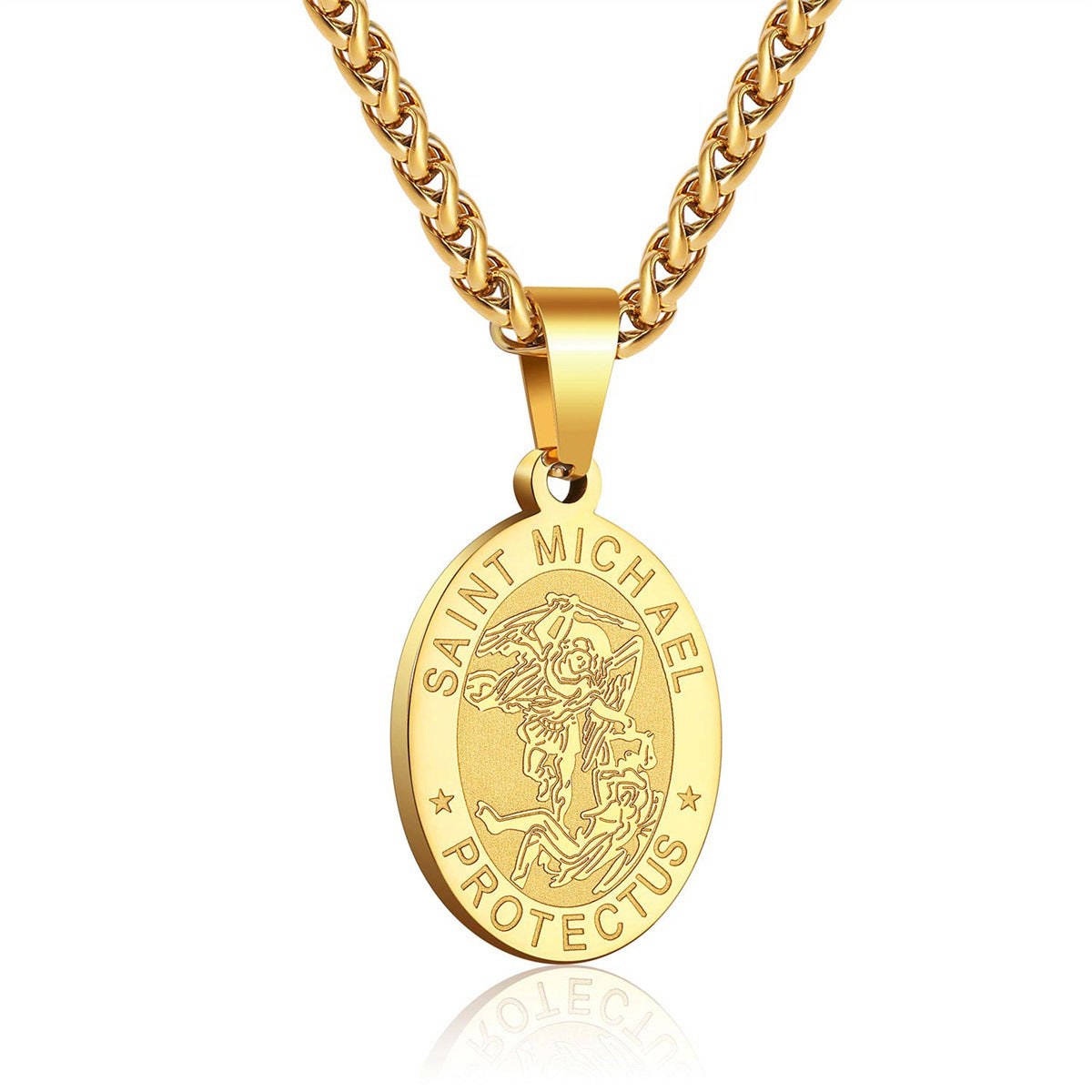 Double-Sided Portrait Medal Cross Stainless Steel Pendant Necklace For Men And Women Vera Lux