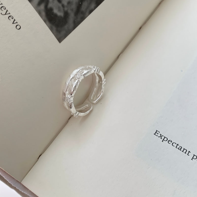 Double Layer Plain Band Ring For Women, Irregular Texture, Niche INS Style, Minimalist Versatile Finger Ring Vera Lux